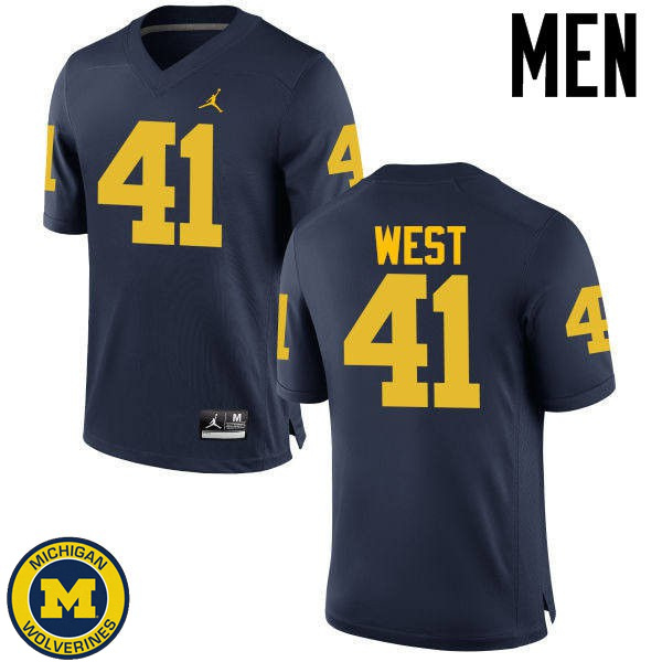 Men's Michigan Wolverines #41 Jacob West Navy High School Jersey